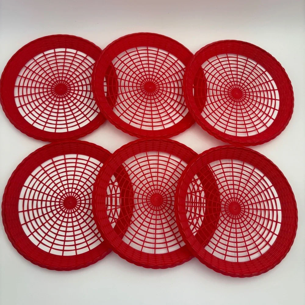 Unbranded Paper Plate Holders Unisex OS Red Excellent Set of 6 Plastic Woven